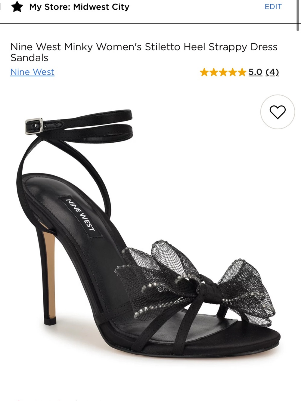 Nine West Black Mesh Bow Strappy Stiletto Heels